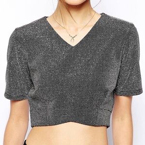 ASOS Top in Metallic with Curved Hem
